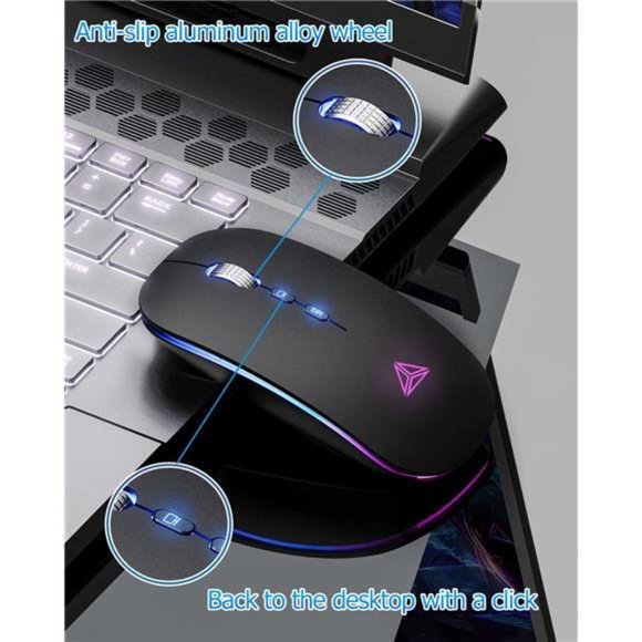 Bluetooth Mouse,LED Rechargeable Wireless Mouse(BT5.1+2.4G),Silent Computer Mice - Picture 2 of 6